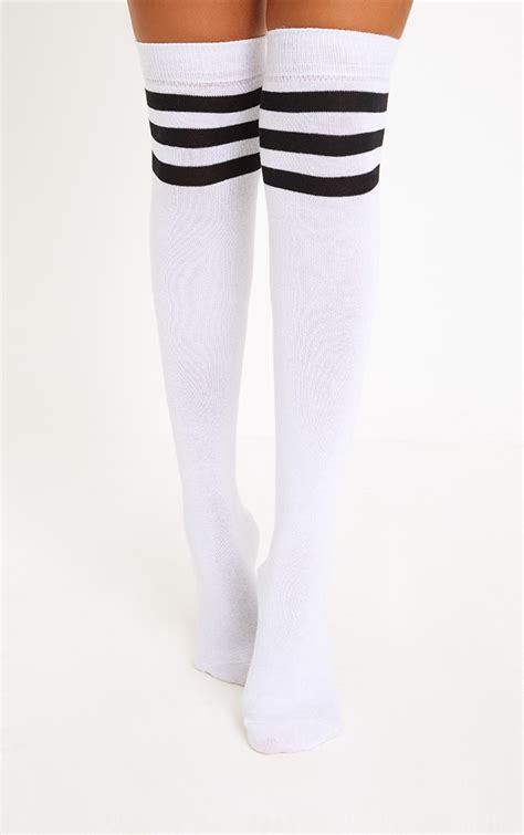 white socks with black stripes